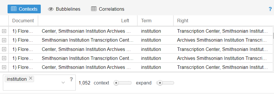 Screenshot of the context tool